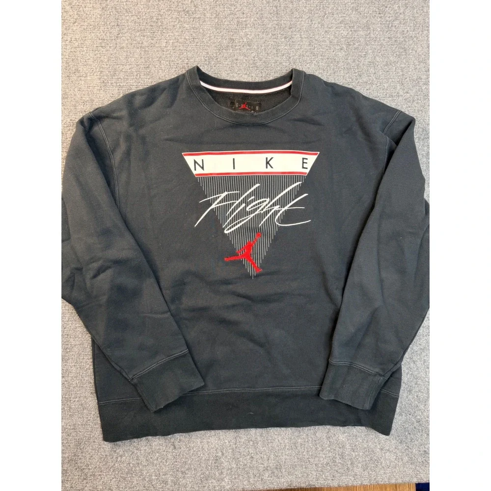 Nike Jordan Flight Mens XL Black Fleece Graphic Crewneck Sweatshirt Pullover